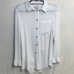 G.H. Bass & Co. White Long-Sleeve Casual Button-Down Shirt